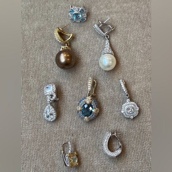 Single Earrings! Sterling CZ Hoops Studs Pearl - Picture 2 of 5